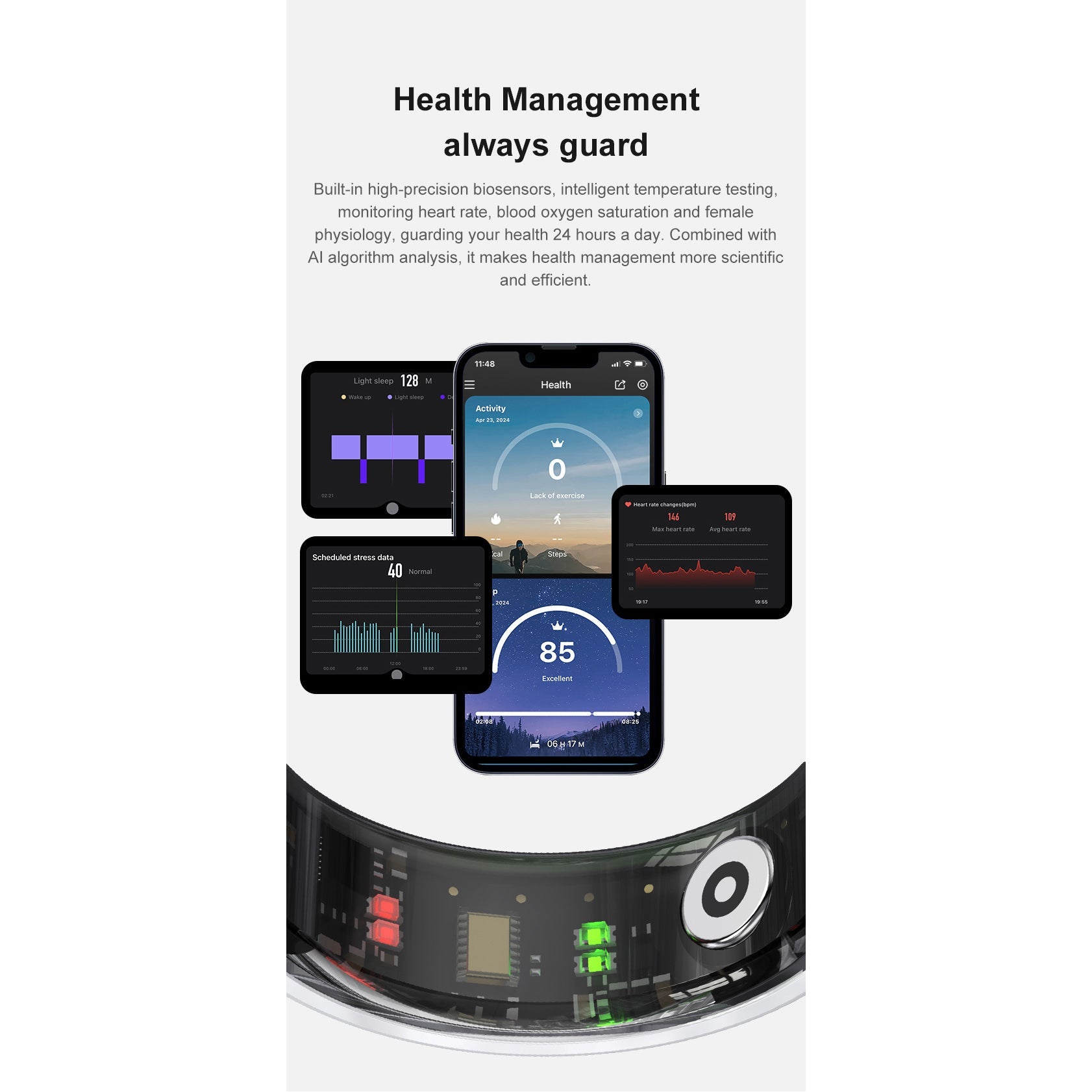 Smart Ring Notification Reminder Skin Temperature Monitor Touch NFC Health Tracker