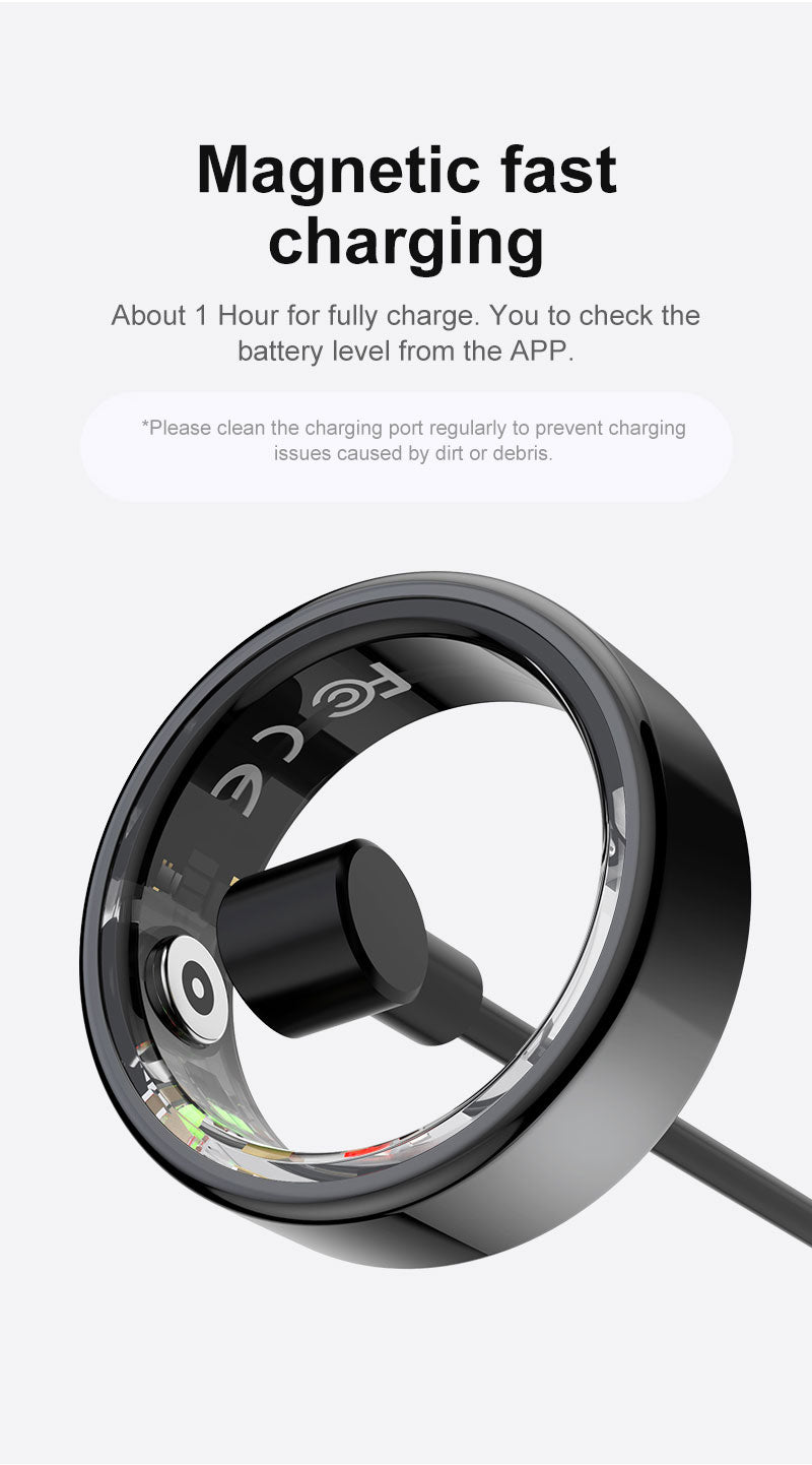 Smart Unisex Ring Fitness Tracker with Gesture Sensing