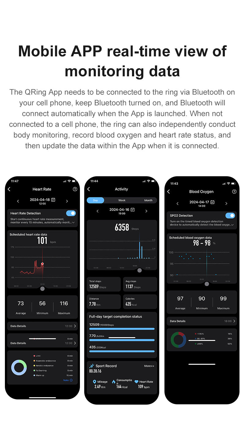 Smart Ring Notification Reminder Skin Temperature Monitor Touch NFC Health Tracker