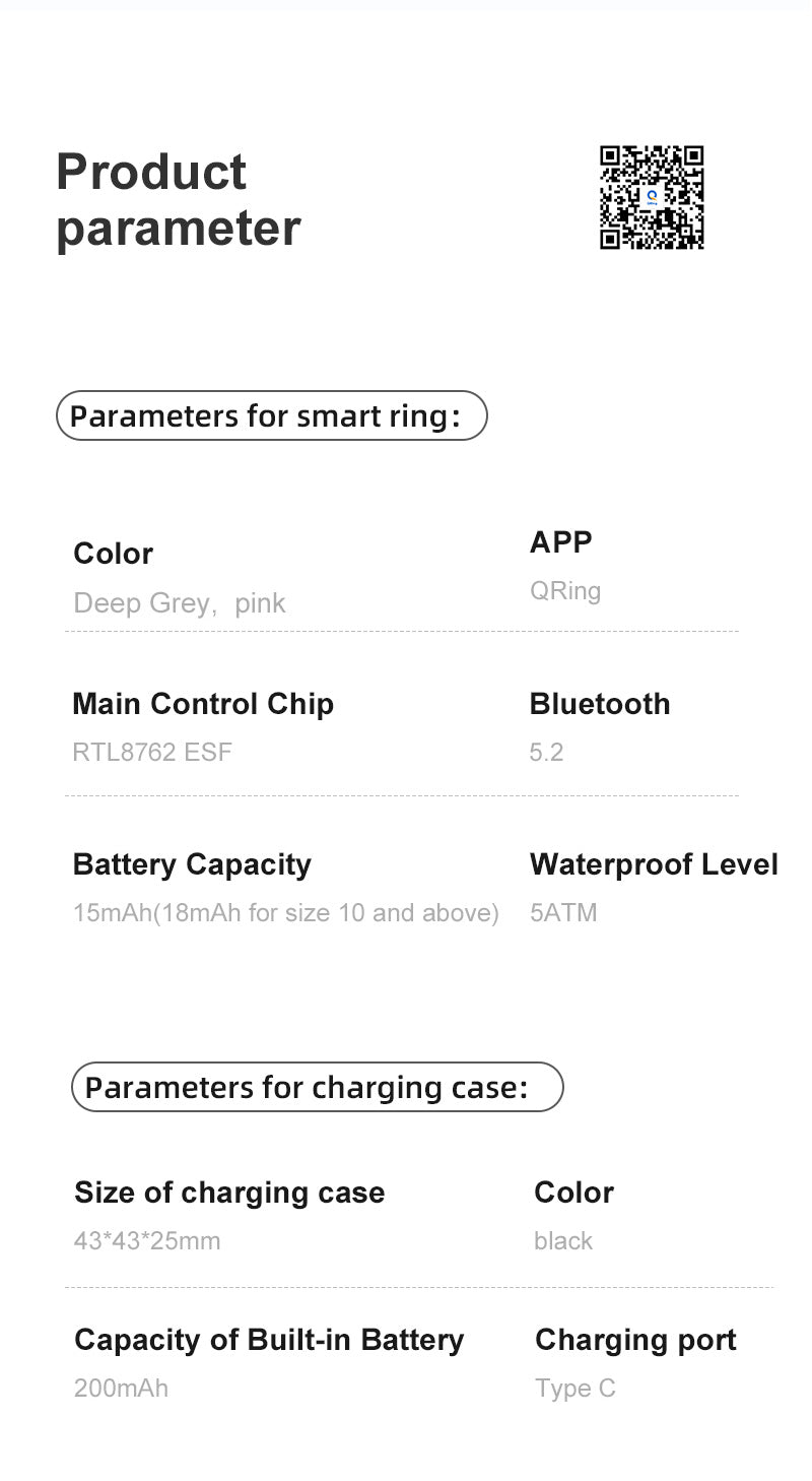 Smart Ring Notification Reminder Skin Temperature Monitor Touch NFC Health Tracker