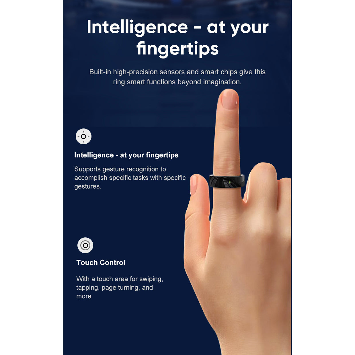 Smart Ring Notification Reminder Skin Temperature Monitor Touch NFC Health Tracker