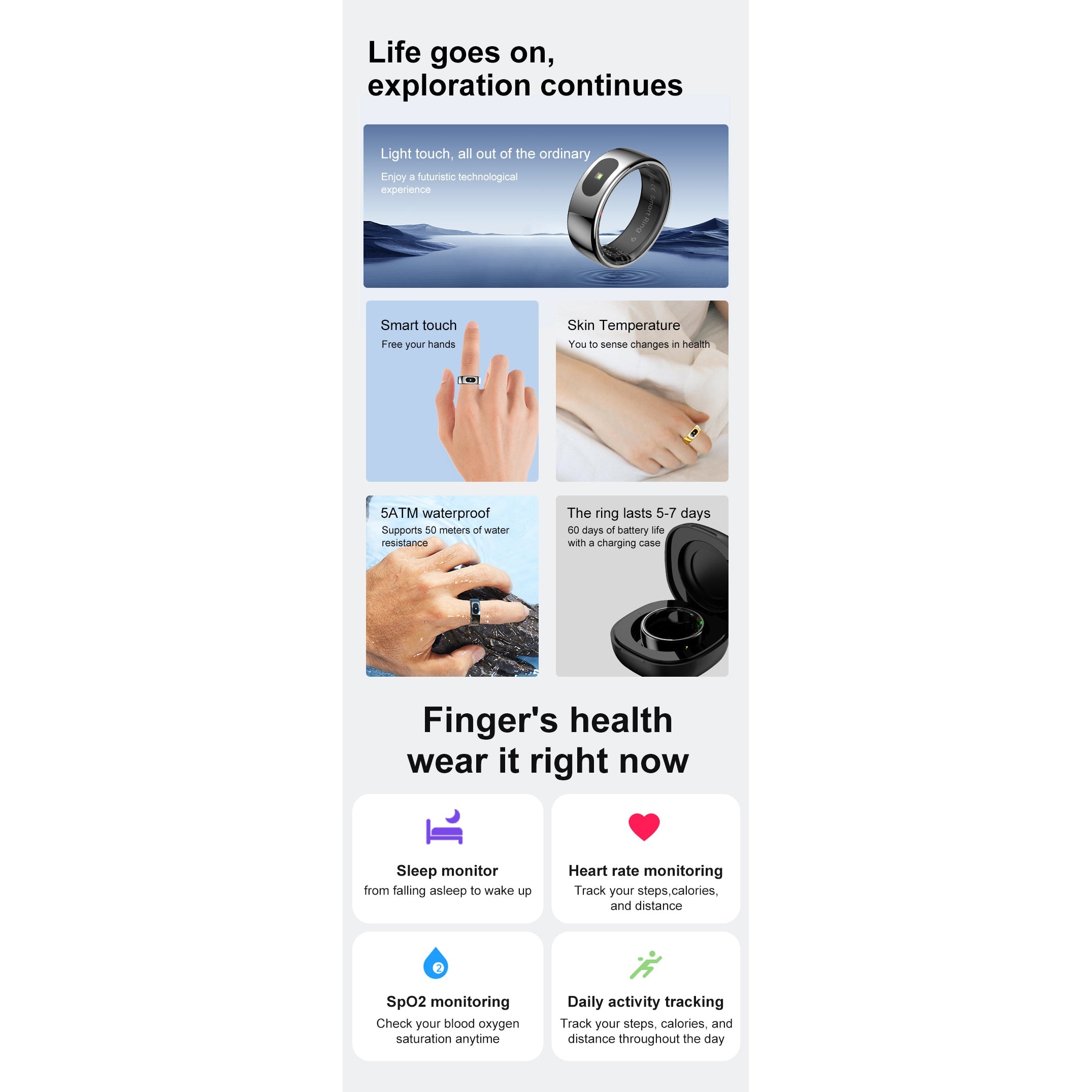 Gesture Sensing Health Tracker With Temperature Monitoring, Call and Message Alerts